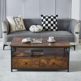 Coffee Table with Drawers and Storage CT-110 Sturdy Metal Frame Structure - Artisansa