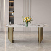 Dining Table (6-8 Seater) Luxury Marble Table Work Desk Q35