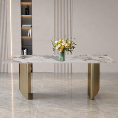 Dining Table (6-8 Seater) Luxury Marble Table Work Desk Q35