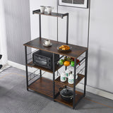 Kitchen Baker's Rack with microwave stand, wire baskets, and coffee station for ultimate kitchen organization.