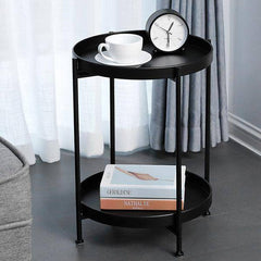 Steel Side Table Coffee Table 2 Tier Round Tray TT-015