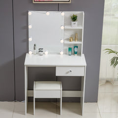 White Dressing Table with Mirror DR-11 - Furniture Piece