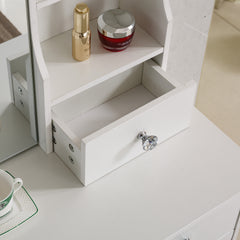 Dressing Table with Mirror Stool Set Vanity Desk DR-15 WHITE