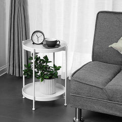 Steel Side Table Coffee Table 2 Tier Round Tray TT-015