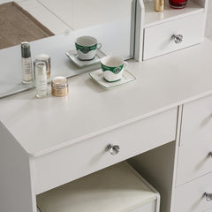 Dressing Table with Mirror Stool Set Vanity Desk DR-15 WHITE