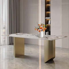 Dining Table (6-8 Seater) Luxury Marble Table Work Desk Q35