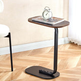 Modern Two-Tone End Table OT-106 with clock and magazines on top, showcasing contemporary design.