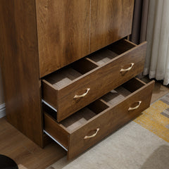 Wardrobe Closet 2 Door Storage Cabinet 4 Drawers WD-113