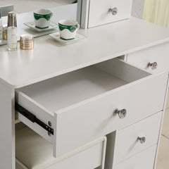 Dressing Table with Mirror Stool Set Vanity Desk DR-15 WHITE
