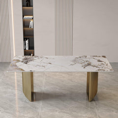 Dining Table (6-8 Seater) Luxury Marble Table Work Desk Q35