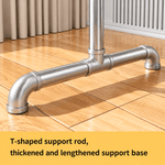 T-shaped support rod and thickened support base of double pole clothing rail drying rack
