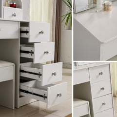 Dressing Table with Mirror Stool Set Vanity Desk DR-15 WHITE