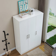 3 Door Wardrobe Clothes Closet WD-117 WHITE