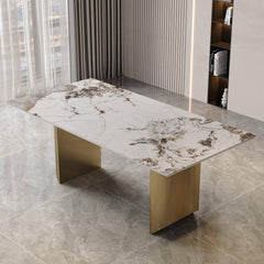 Dining Table (6-8 Seater) Luxury Marble Table Work Desk Q35