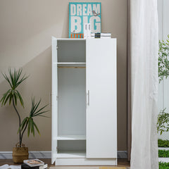 2 Door Wardrobe Storage Cabinet WD-112 WHITE