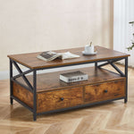 Coffee Table with Drawers and Storage CT-110 Modern Rustic Centerpiece for Living Room - Artisansa