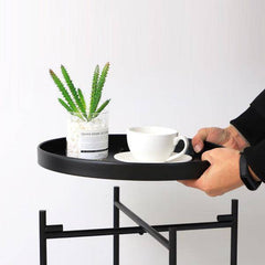 Steel Side Table Coffee Table 2 Tier Round Tray TT-015