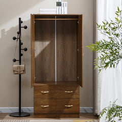 Wardrobe Closet 2 Door Storage Cabinet 4 Drawers WD-113