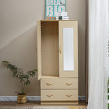 Wardrobe Closet with Mirror Storage Cabinet WD-114