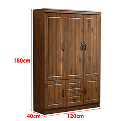 3 Door Wardrobe Closet Armoire Storage Cabinet WD-116 Golden 0ak