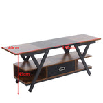 Wooden TV stand with measurements on a white background| Artisansa SA
