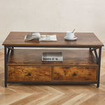 Coffee table side view with drawer storage