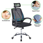 Ergonomic High Back Mesh Office Chair with breathable back, head support, and waist relief features for optimal comfort.