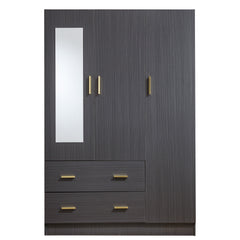 3 Door Wardrobe with Mirror Closet Clothes Storage WD-115 Straight Oak
