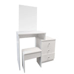 White dressing table with mirror DR-12 and stool on white background | Artisansa SA