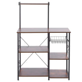 Kitchen Baker's Rack with microwave stand and wire basket, perfect for organizing kitchen space.