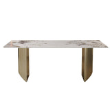 Dining Table (6-8 Seater) Luxury Marble Table Work Desk Q35