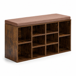 Cubby Shoe Storage Bench with Cushion & Adjustable Shelves, perfect for organizing shoes and providing seating.