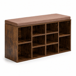 Cubby Shoe Storage Bench with Cushion & Adjustable Shelves, perfect for organizing shoes and providing seating.