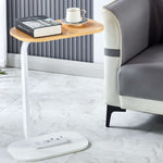 Modern Two-Tone End Table OT-106 beside a sofa with a book and a cup, showcasing a sleek design and minimalist aesthetic.