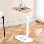 Modern Two-Tone End Table OT-106 showcasing a minimalist design with a wooden top and white base, perfect for any living space.