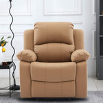 Dakota recliner armchair in light brown upholstery, designed for comfort and relaxation in any living space.