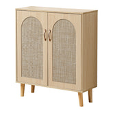 Arched Rattan Shoe Cabinet with 2 doors, perfect for stylish and organized entryways.