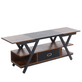 Wooden TV stand with black metal frame on a white background| Artisansa SA