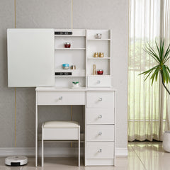 Dressing Table with Mirror Stool Set Vanity Desk DR-15 WHITE