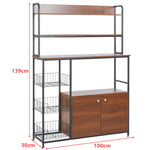 Vintage wood grain finish on freestanding storage rack kitchen shelf