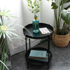 Steel Side Table Coffee Table 2 Tier Round Tray TT-015