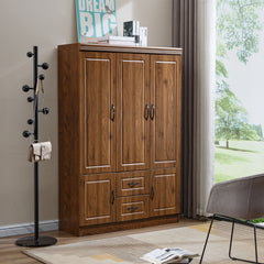 3 Door Wardrobe Closet Armoire Storage Cabinet WD-116 Golden 0ak