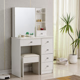 Dressing Table with Mirror Stool Set Vanity Desk DR-15 WHITE