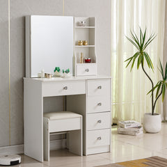 Dressing Table with Mirror Stool Set Vanity Desk DR-15 WHITE