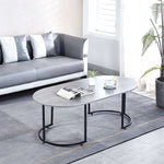 Coffee Table Sofa Side Table CT-CH07 elegant marble top design with round edges in stylish living room setting.