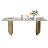 Dining Table (6-8 Seater) Luxury Marble Table Work Desk Q35