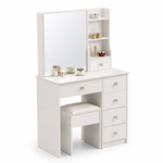 Dressing Table with Mirror DR-15 White Wood Finish - ArtisanSA