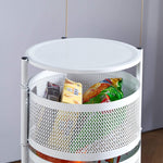 Portable round storage trolley in black and white finishes