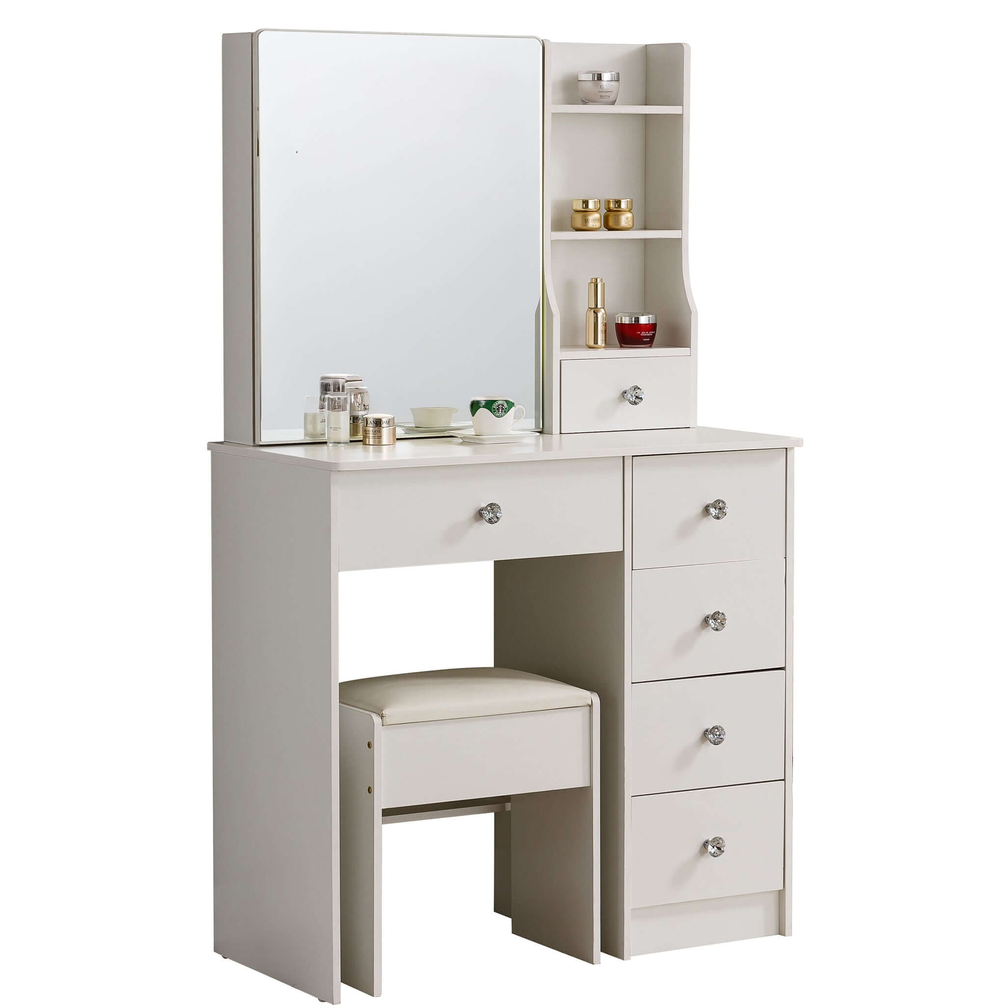 Dressing Table with Mirror DR-15 White Wood Finish - ArtisanSA