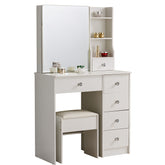 Dressing Table with Mirror DR-15 White Wood Finish - ArtisanSA